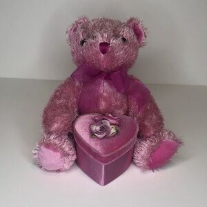 6” Sparkly Pink Teddy Bear with Heart Box by DanDee